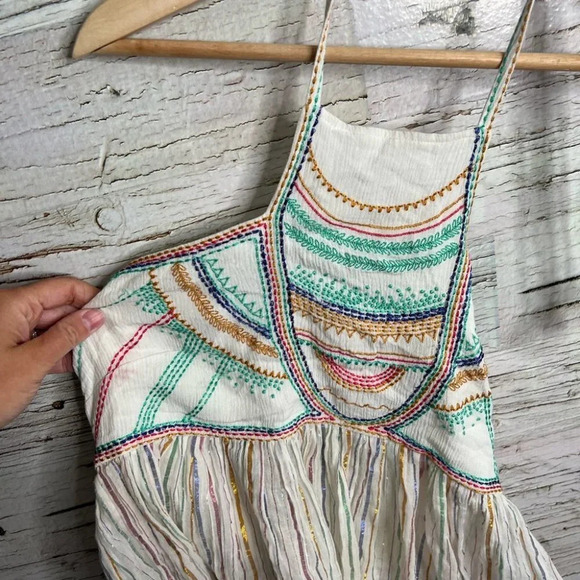 Anthropologie Floreats Itzel Embroidered Spaghetti Strap Halter Cropped Top 8 - Picture 8 of 10